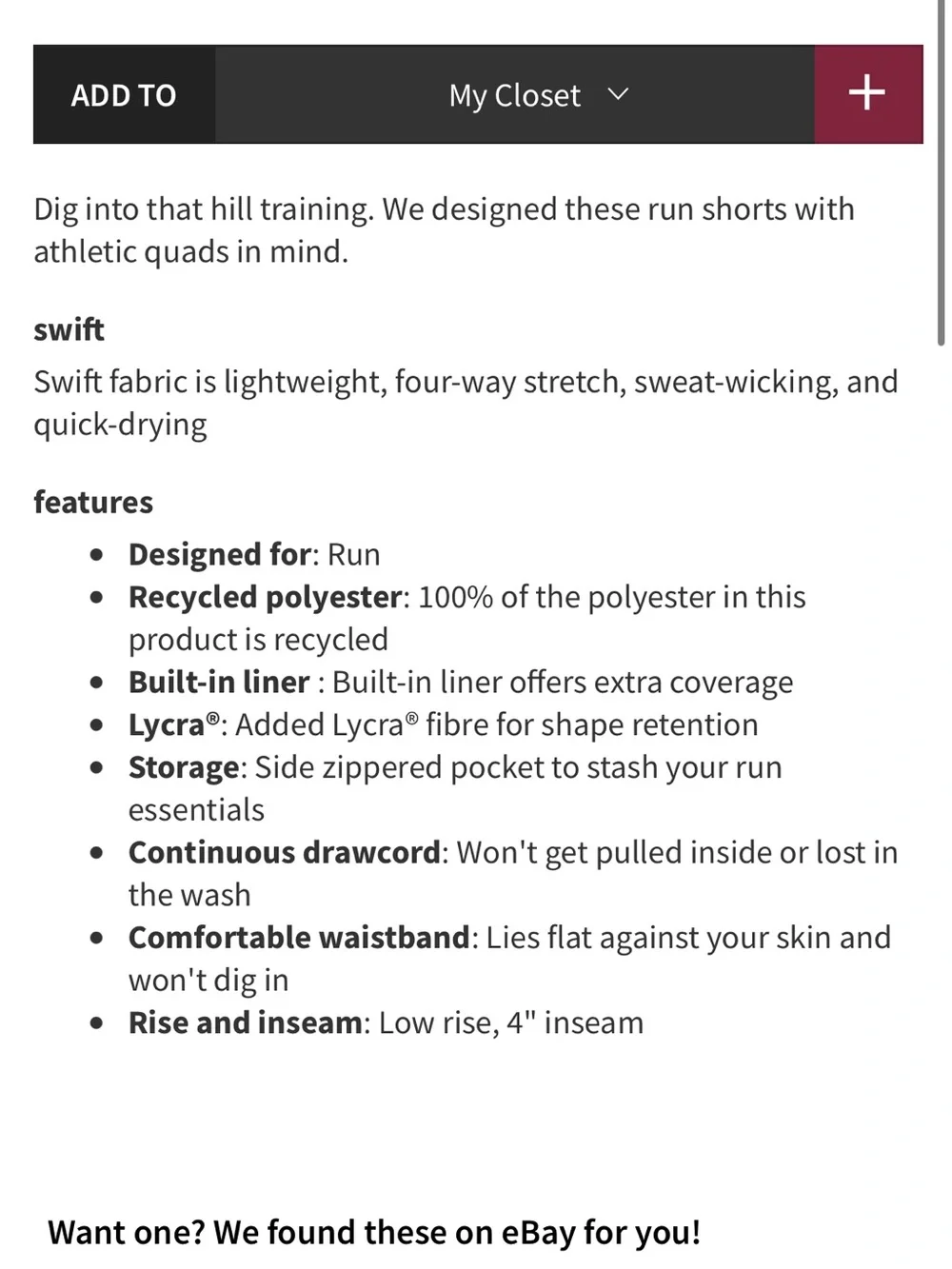 lululemon athletica Black Camo Running Shorts